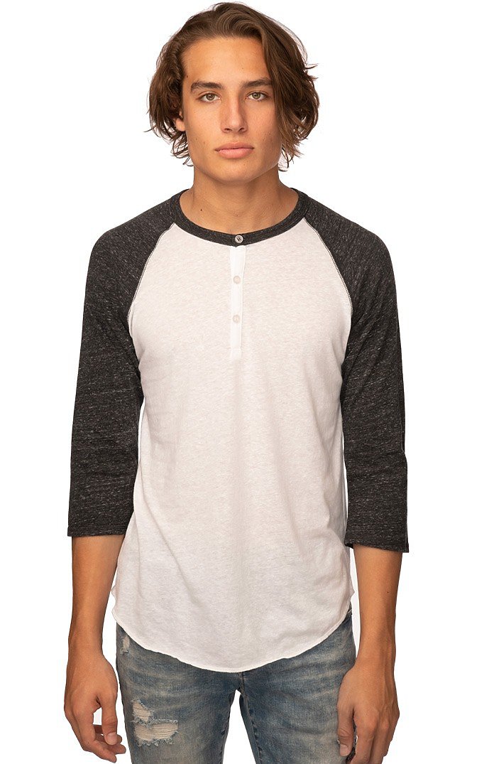 Royal Apparel | Triblend 3/4 Sleeve Henley Unisex Adult XL | Made in USA