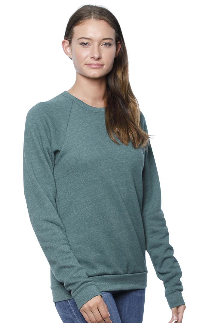 Unisex Triblend Fleece Raglan Crew Sweatshirt | Royal Wholesale
