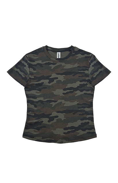 Womens Camo Rib Crop Tee