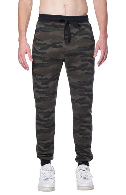 Mens Thick Fleece Camouflage Camo Tracksuit Bottoms Closed Hem Cargo Combat Style Jogging Gym Casual Trouser Jungle Print 