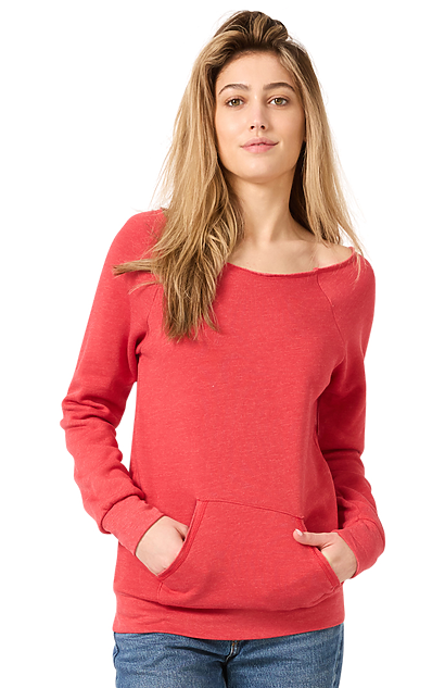 Womens Fashion Fleece Raglan Pouch Pocket