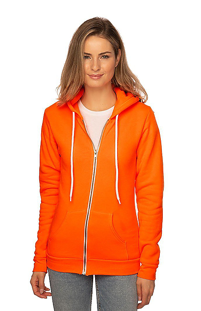 Unisex Fashion Fleece Neon Zip Hoodie