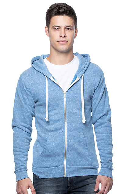 Unisex eco Triblend Fleece Full Zip Hoodie | Royal Wholesale