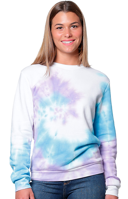 Unisex Swirl Tie Dye Crew Sweatshirt Royal Wholesale