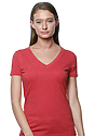 Women's 50/50 Blend V-Neck HEATHER CARDINAL Front