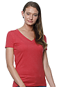 Women's 50/50 Blend V-Neck HEATHER CARDINAL Side
