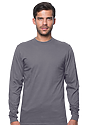 Unisex Long Sleeve 50/50 Blend Tee HEATHER CHARCOAL 1