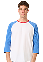 Unisex Americana Raglan Baseball Shirt WHITE/H SEA BLUE/H CARDINAL Front