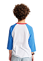 Youth Americana Raglan Baseball Shirt WHITE/H SEA BLUE/H CARDINAL Back