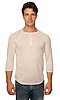Unisex Triblend 3/4 Sleeve Henley TRI OATMEAL Front