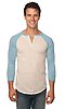 Unisex Triblend 3/4 Sleeve Henley TRI OATMEAL / TRI POOL Front