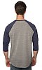 Unisex Triblend Raglan Baseball Shirt TRI VNTG GRY / TRI DNM NVY Back