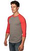 Unisex Triblend Raglan Baseball Shirt TRI VINTAGE GREY/TRI RED Side