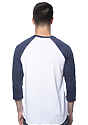 Unisex Triblend Raglan Baseball Shirt TRI WHITE / TRI DENIM NVY Back