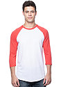 Unisex Triblend Raglan Baseball Shirt TRI WHITE / TRI RED Front