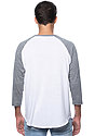 Unisex Triblend Raglan Baseball Shirt TRI WHITE / TRI VINTAGE GREY Back