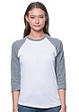 Unisex Triblend Raglan Baseball Shirt TRI WHITE / TRI VINTAGE GREY Front2
