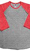 Youth Triblend Raglan Baseball Shirt TRI VINTAGE GREY/TRI RED Front2