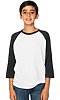 Youth Triblend Raglan Baseball Shirt TRI WHITE / TRI BLACK Front