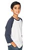 Youth Triblend Raglan Baseball Shirt TRI WHITE / TRI DENIM NVY Side