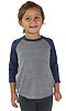Toddler Triblend Raglan Baseball Shirt TRI VNTG GRY / TRI DNM NVY Front
