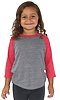 Toddler Triblend Raglan Baseball Shirt TRI VINTAGE GREY/TRI RED Front