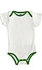 Infant One Piece Contrast Binding WHITE/KELLY Front
