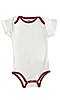 Infant One Piece Contrast Binding WHITE/BURGUNDY Front