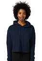 Women's Fashion Fleece Crop Hoodie NAVY Front