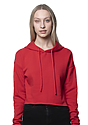Women's Fashion Fleece Crop Hoodie RED Front