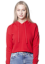 Women's Fashion Fleece Crop Hoodie RED Front