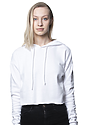 Women's Fashion Fleece Crop Hoodie WHITE Front