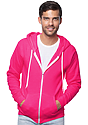 Unisex Fashion Fleece Neon Zip Hoodie NEON PINK Front