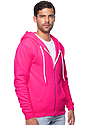 Unisex Fashion Fleece Neon Zip Hoodie NEON PINK Side