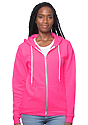 Unisex Fashion Fleece Neon Zip Hoodie NEON PINK Front2