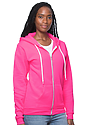 Unisex Fashion Fleece Neon Zip Hoodie NEON PINK Side2