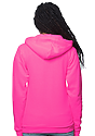 Unisex Fashion Fleece Neon Zip Hoodie NEON PINK Back2