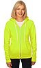 Unisex Fashion Fleece Neon Zip Hoodie NEON YELLOW Front2