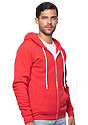 Unisex Fashion Fleece Zip Hoodie RED Side