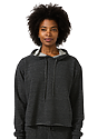 Women's Triblend French Terry Pullover Crop Hoodie TRI ONYX Front
