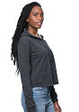 Women's Triblend French Terry Pullover Crop Hoodie TRI ONYX Side