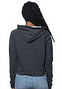 Women's Triblend French Terry Pullover Crop Hoodie TRI ONYX Back
