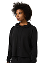 Women's Triblend French Terry Pullover Crop Hoodie TRI BLACK Side