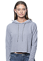 Women's Triblend French Terry Pullover Crop Hoodie TRI VINTAGE GREY Front