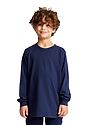 Youth Long Sleeve Crew Tee NAVY Front