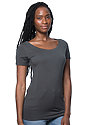 Women's Viscose Bamboo Organic Cotton Scoop Neck PEWTER Front